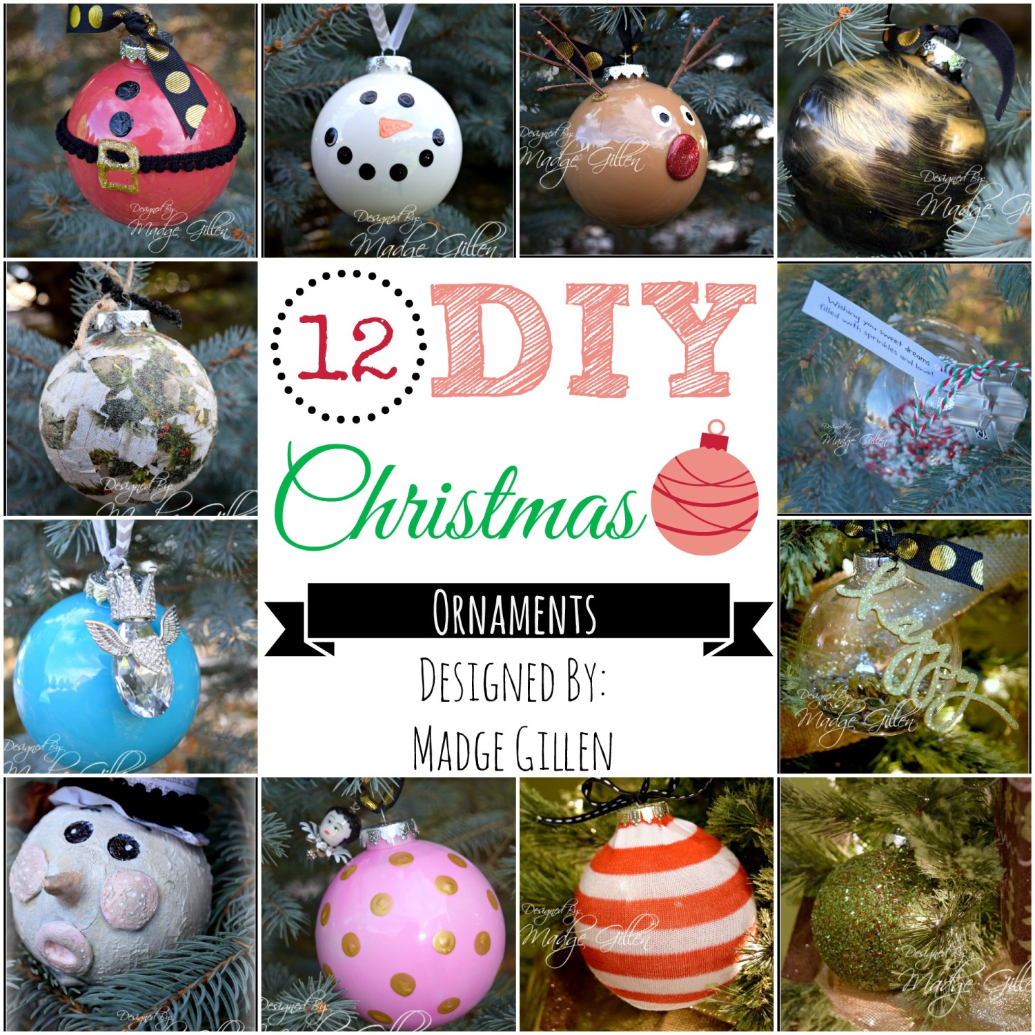 12 DIY Christmas Ornaments Collage